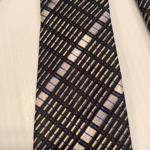 Lanvin vintage very wide 100% silk black and white and blue tie - Picture 5 of 8